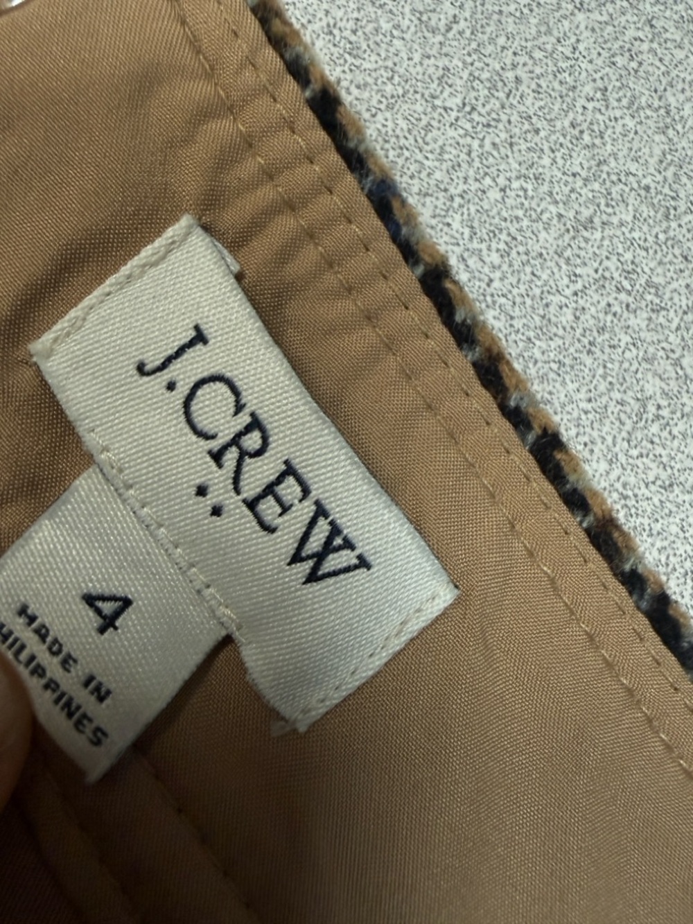 J. Crew Brown‎ Houndstooth Mini Skirt with Subtle Multicolor Check - Picture 2 of 8